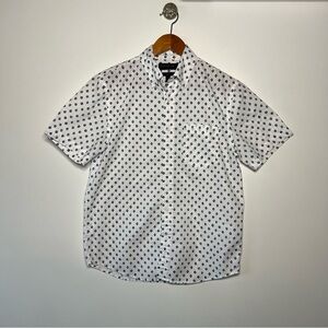 Banana Republic White and Black Casual Button Down Shirt